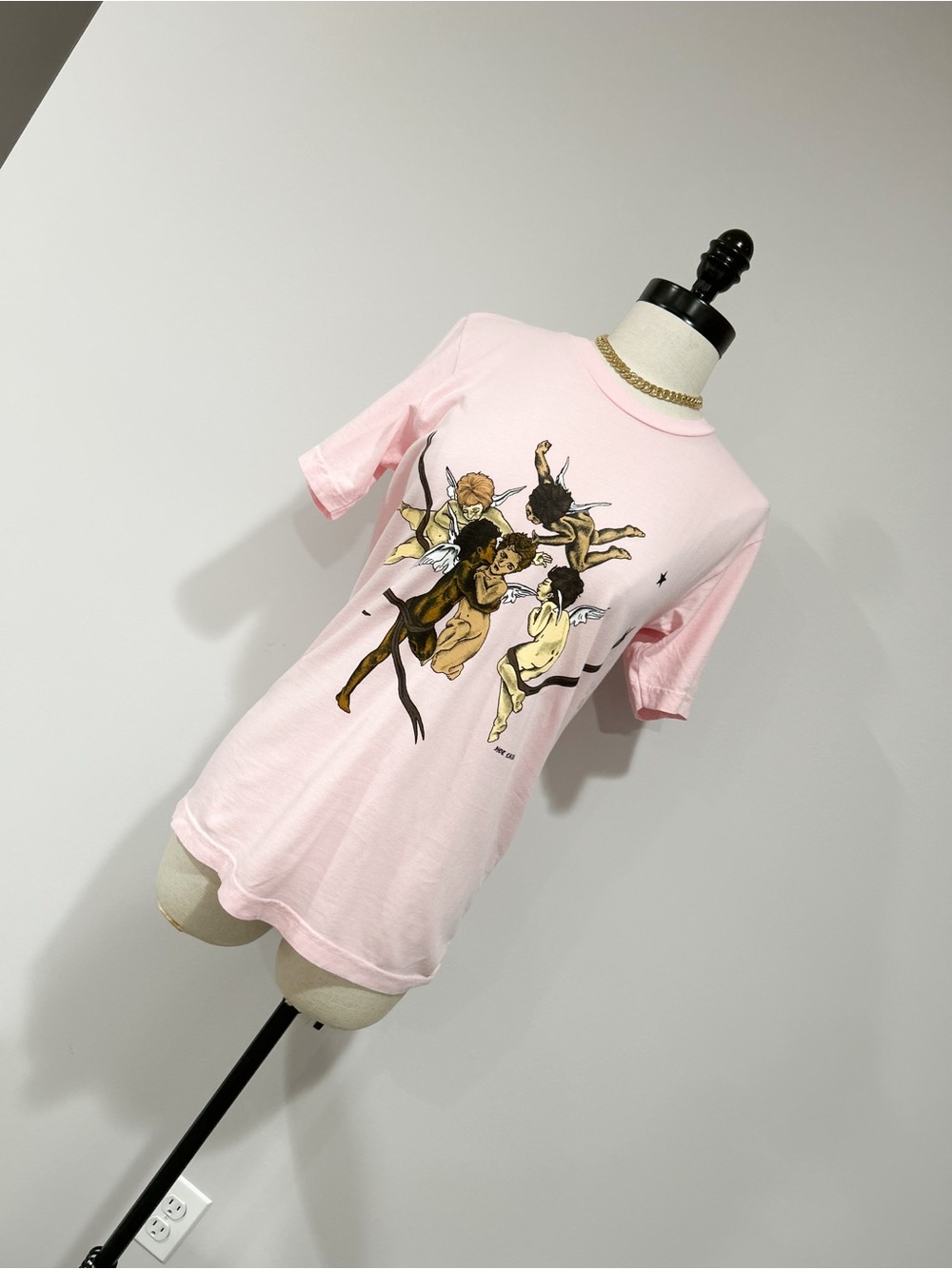 Soft Pink Angel Graphic Short Sleeve Tee - Women’s Top